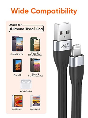 Compact 15 cm MFi Certified Lightning Charging Cable for i Phone & i Pad – Fast Charge Compatibility with i Phone 14/14 Pro Max/13/12/12 Pro/11/X/XR/8/8 Plus/7/6 S/6/SE – Durable & Travel-Friendly USB to Lightning Cable for On-the-Go Power Solutions – Premium Quality Design for Enhanced Performance and Reliability