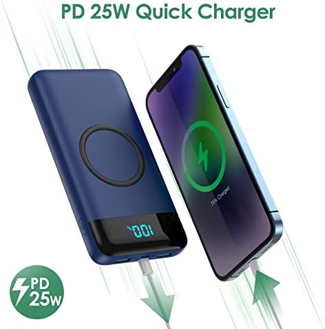 Ultra-High Capacity 30,800 m Ah Wireless Power Bank – 15 W Fast Charging & 25 W PD QC4.0 – Smart LED Display with 4 Outputs & 2 Inputs – Versatile USB-C External Battery Pack for i Phone, Samsung & More – Travel-Ready Charging Solution in Sleek White Finish