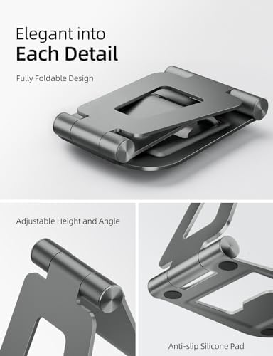 Nulaxy Aluminum Dual Foldable i Pad Stand – Versatile Adjustable Tablet Holder for Enhanced Workspace Comfort, Sleek Rose Gold Finish, Universal Compatibility with i Pad Pro/Air/Mini & i Phone Pro/Max/Plus, Portable and Durable Design for Effortless Mobility and Ergonomic Support