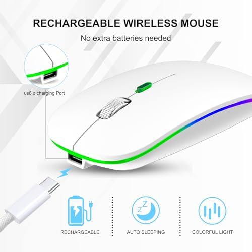Ergonomic Wireless Mouse for Mac & PC – Rechargeable Dual Mode Bluetooth 5.2/3.0 & 2.4 GHz USB-C Receiver – Lightweight, Silent Design for Ultimate Comfort and Portability – Ideal for Multitasking Professionals and Casual Users