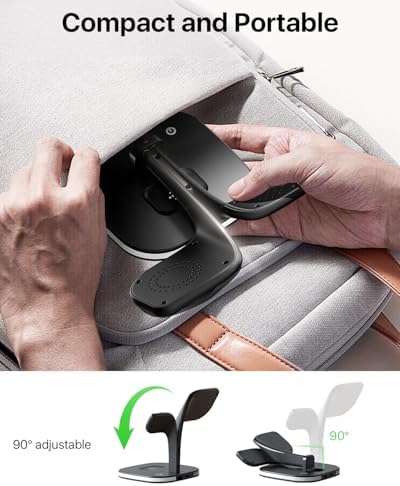 Revolutionary EXW Multi-Device Wireless Charging Hub: High-Performance Mag Safe Charger for i Phone 16/15/14/13/12, Apple Watch Series 1-9, and Air Pods – Sleek Black Finish with LED Charging Indicator & Complimentary Adapter for Effortless Device Management