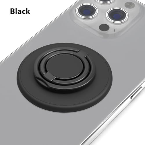 Revolutionary Mag Safe Magnetic Phone Grip and Kickstand – Sleek Black Weave Ring Holder for Ultimate Hands-Free Convenience and Effortless Wireless Charging – Dual Functionality for Enhanced Security and Stability, Perfect for i Phone Users on the Go