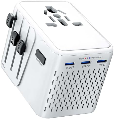 Global Travel Power Converter: Essential 230 V to 120 V Voltage Adapter for International Adventures – Sleek, Compact Design for Universal Compatibility in 200+ Countries Including USA, UK, Europe & Australia – Rapid Charging Travel Accessory for On-the-Go Power Solutions