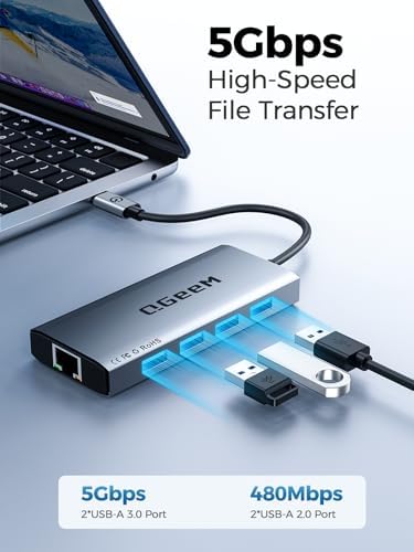 Unlock Seamless Connectivity with the QGee M 9-in-1 USB C Hub – The Ultimate Multi-Port Adapter for High-Speed Data Transfer, 4 K HDMI Output, and 100 W Power Delivery – Perfectly Compatible with Mac Book Pro, Air, i Pad, Dell, HP, Lenovo, and Chromebook – Compact, Stylish Blue Design for On-the-Go Professionals and Creatives