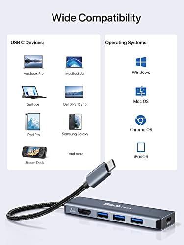 Elevate Your Connectivity: Dockteck 7-in-1 USB C Hub with 4 K 60 Hz HDMI, Lightning-Fast Ethernet, and Advanced Power Delivery – Perfect for Mac Book Air/Pro M1 2020, i Pad Pro 2021, and i Pad mini 6 for Seamless Multitasking and Superior Performance