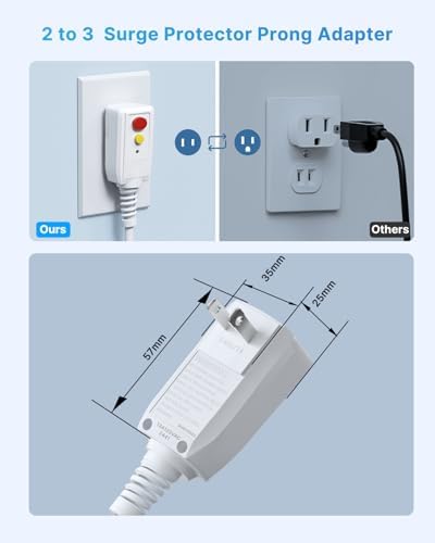 VINTAR 2 Prong Power Strip with Surge Protection – 6 ft Extension Cord Featuring 6 Outlets & 4 USB Ports (2 USB-C) for Enhanced Charging and Device Compatibility, Non-Grounded Wall Mount Adapter for Streamlined Power Management in Home and Office Settings