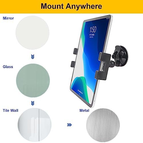 Transform Your Shower Routine with the 360° Adjustable Mirror Tablet Suction Cup Holder – Securely Mounts 7″ to 12.9″ i Pad, Nexus & LG Devices to Glass, Tile, or Metal for Effortless Entertainment and Multitasking