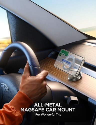 JOYROOM i Phone 16/16 Pro Max Mag Safe Car Mount – All Metal Magnetic Holder with 360° Adjustment & N55 Strong Magnets for Secure, Hands-Free Navigation – Compatible with i Phone 12/13/14/15 & Mag Safe Cases in Sleek Space Gray – Ultimate Driving Convenience and Safety