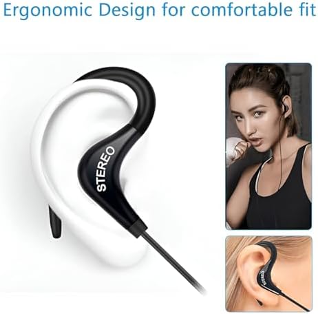 Premium Wired Earphones with Microphone for Active Lifestyles – Noise Cancelling In-Ear Headphones with Deep Bass Stereo Sound for Workouts, Gaming, and Clear Calls (Black) – Versatile Compatibility and Ergonomic Comfort