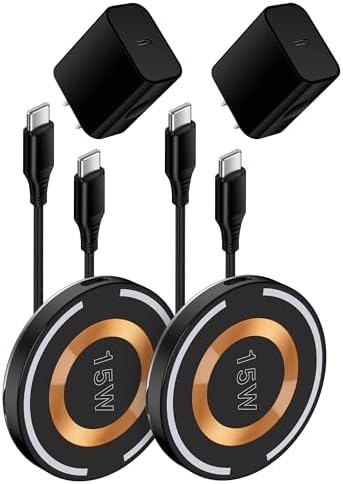 AILKIN Qi Mag Safe Wireless Phone Charger Duo – 20 W Fast Charging Pad for Samsung Galaxy S Series, Google Pixel, and i Phone 15/16 Models – Magnetic Alignment for Effortless Charging, Compact Design with Overheat Protection, Dual-Pack for Enhanced Convenience