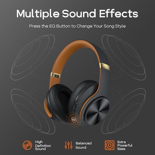 Transform Your Listening Journey with DOQAUS Over-Ear Bluetooth Headphones: 90-Hour Playtime, Tailored EQ Settings, and Superior Noise Cancellation for Unmatched Comfort and Audio Clarity in Music and Calls