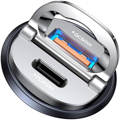 MRGLAS 125 W USB-C Car Charger – Sleek Dual Port Fast Charging Adapter with PD65 W & QC60 W for i Phone 16, 15 Pro Max, Samsung S25 & Mac Book – Compact Metal Design for Optimal Performance on the Go