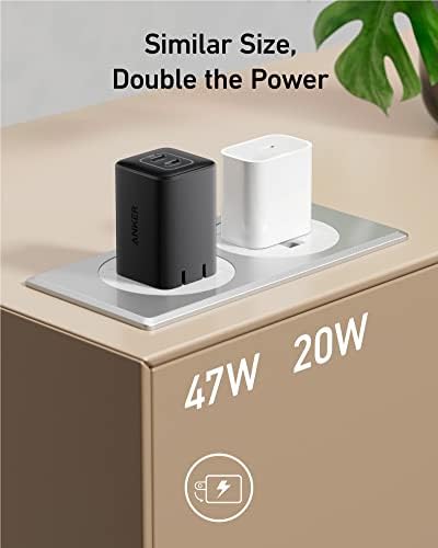 Anker 47 W USB C Nano Charger – Ultra-Compact Foldable Ga N Wall Adapter for Fast Charging i Phone 16/15, Galaxy & Pixel Devices – Dual Port Power Delivery with Enhanced Compatibility & Travel-Friendly Design (White)