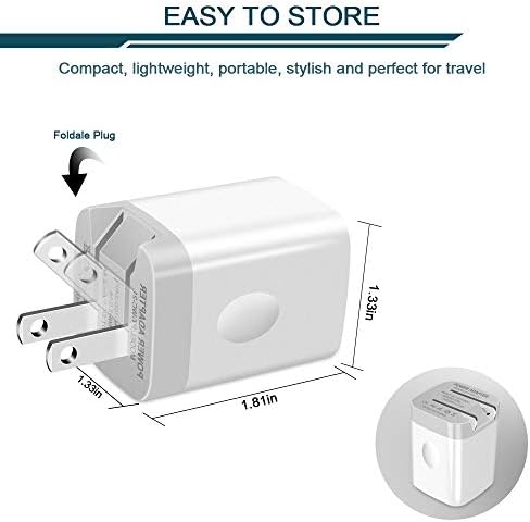 AILKIN Dual Port USB Wall Charger – 2 Pack Foldable Quick Charger Adapter for i Phone 15, 14 Pro Max, Galaxy S10 & More – Compact Travel Cube with 2.4 A Output for Fast Charging – Efficient, Safe, and Perfect for On-the-Go Power Solutions