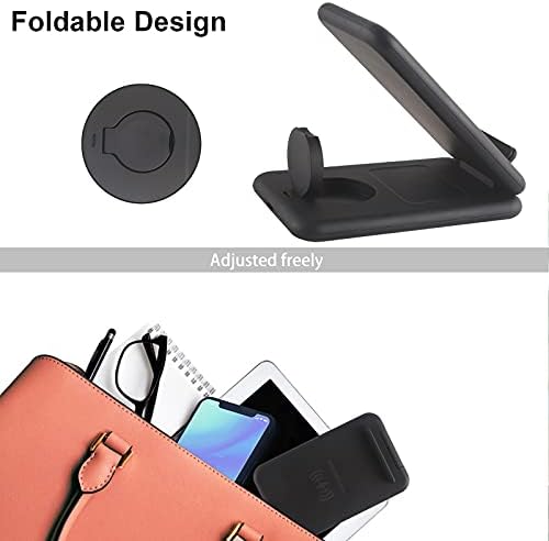 Ultimate 3-in-1 Foldable Fast Wireless Charger – Ultra-Portable Charging Station for i Watch, Air Pods Pro/2, and Qi-Compatible Smartphones – Speedy and Safe Power Hub for i Phone 13/12/11 & Samsung Galaxy S21/S20 with Chic Design and Enhanced Safety Features