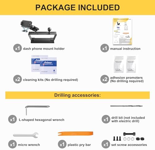 Durable Metal Dash Mount Phone Holder for 2015-2020 F150 & 2017-2022 F250/F350 – Secure & Convenient Cellphone Bracket with 360° Rotation for Optimal Viewing – Perfect Accessory for Safe Driving & Navigation