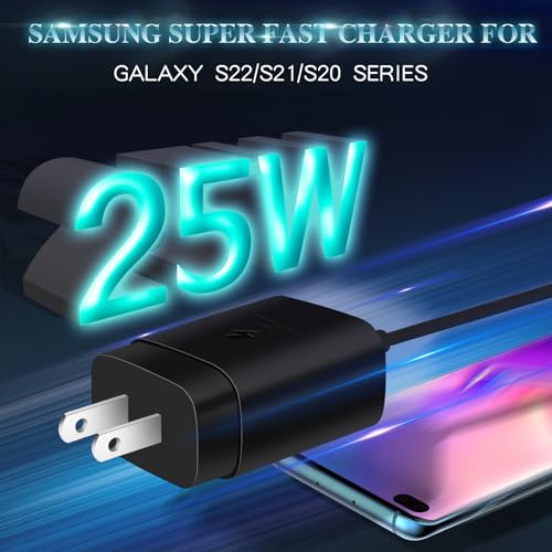 Samsung 25 W Super Fast Charger Bundle – Dual USB-C Wall Charger with 10 FT Quick Charge Cable for Galaxy Devices – Enhanced Speed, Portability, and Compatibility for S25 Ultra, S24, S23, S22, S21, S20, A14, A54, Z Fold 6/5, Z Flip 6/5