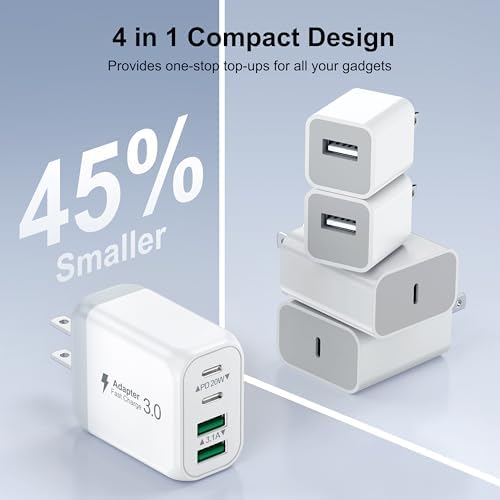 40 W USB-C Power Hub Duo: Versatile Fast Charging Station with 4 Ports for i Phone, i Pad, Air Pods & Apple Watch – Compact Travel Charger with Safety Features for Efficient Device Charging