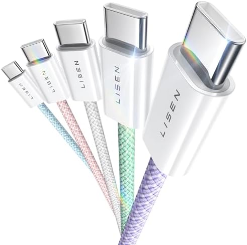 LISEN USB C to USB C Cable 5-Pack – Premium Fast Charging Solution with 60 W Power Delivery, Versatile Lengths (3.3 FT, 6.6 FT, 10 FT) for i Phone 16, i Pad Mini 6/Pro, Mac Book Pro 2020 & Samsung S23 – Durable, High-Speed Connectivity for All Your Devices