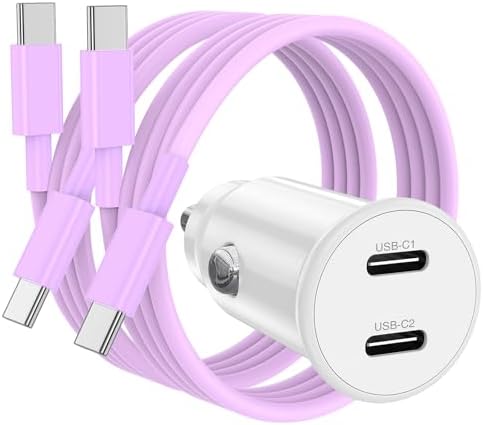 High-Power USB C Car Charger for i Phone 16 & 15 Series – 40 W Dual Port Fast Charging Adapter with 3 FT USB-C to C & A to C Cables – Versatile Compatibility for i Pad, Samsung, and More – Compact Design for On-the-Go Convenience and Enhanced Safety Features