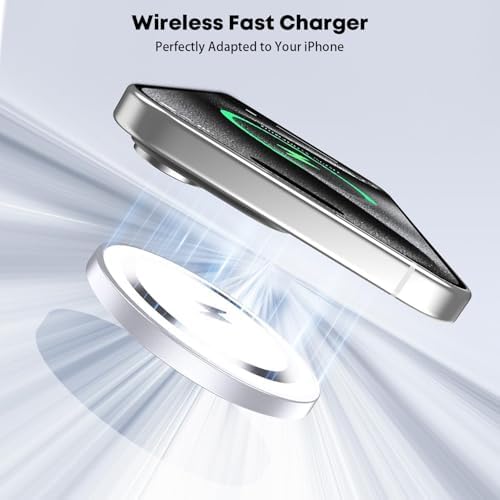 Magnetic Wireless Charger Duo – Apple MFi Certified 6 FT Fast Mag Safe Charging Pad for i Phone 16/15/14/13/12/11 with USBC Charger Block – Effortless Power Delivery & Enhanced Portability for On-the-Go Charging Solutions