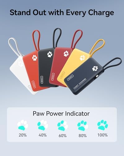 Ultimate INIU Slim 10000 m Ah Power Bank with Built-in USB-C Cable – 20 W Fast Charging for i Phone & Android, Compact Travel Essential for Students & Adventurers, Stylish Blue Design with Real-Time Power Indicator
