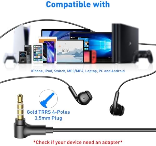 Premium Wired Earbuds with Integrated Microphone – Versatile 3.5 mm Earphones for Macbook, Laptop, i Phone, Android, and Gaming – Lightweight Comfort, Superior Sound Quality, Ideal for Students and Gamers