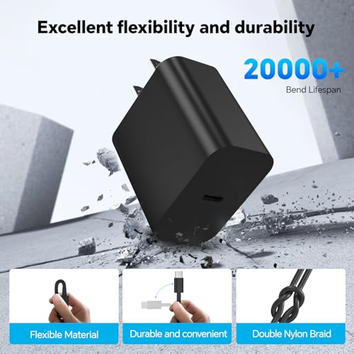 USB C to USB C Cable(2-Pack),20W Wall Charger Block Type C Charging Cord Fast Charge 6FT/10FT Long Compatible with Phone 16/15/15 Plus/15 Pro/15 Pro Max/Galax S24/S23/S22 and More,Black – Enhanced Compatibility and Speed
