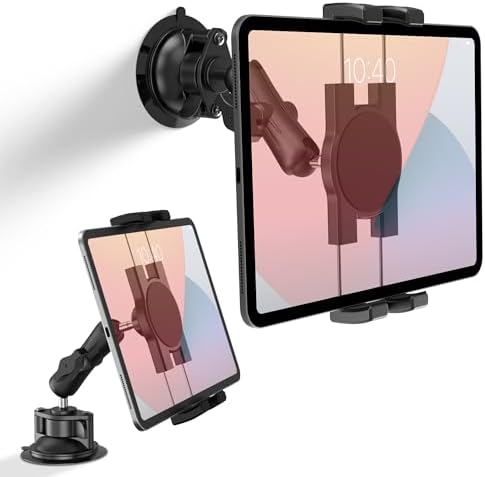 Ultimate Heavy-Duty i Pad Suction Mount: Versatile 360° Rotating Tablet Holder for Car Dashboard & Windshield – Compatible with 4.7″-12.9″ i Pad Pro/Air/Mini for Enhanced Driving Experience and Safety