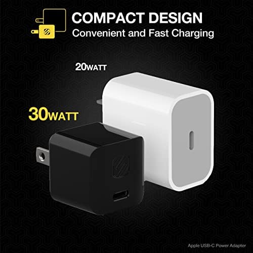 Scosche HPDC20-SP 20 W USB-C Fast Charger Mini Cube Wall Adapter – Ultra-Portable Power Delivery 3.0 for Swift Device Charging, 4 X Faster Charge Speed, Sleek Black Design for Enhanced Compatibility and Efficiency