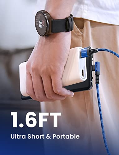 AINOPE Right Angle USB C Cable – 2-Pack (10 ft + 10 ft) Fast Charging 3.1 A Nylon Braided Charger for Enhanced Device Compatibility, Ideal for Gaming and Multitasking, Durable Black Design