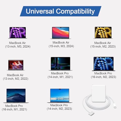 Powerful 140 W USB-C Charger for Mac Book Pro 14/16″ & Air 13/15″ (2021-2024) – Ultra-Fast Charging with 6.6 FT Braided USB-C to M3 Cable, Intelligent Battery Protection, LED Indicator, Premium Quality & 24-Month Warranty – Compatible with M1, M2, M3 Chips