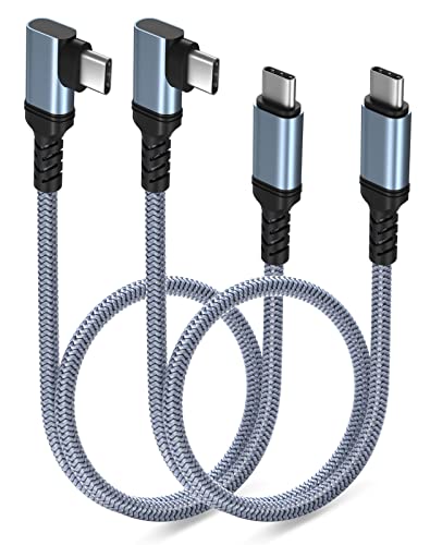 Premium 2-Pack USB C Charger Cable – 6 FT Right Angle Design for 100 W PD Fast Charging & 10 Gbps Data Transfer – Compatible with i Phone 15 Series, i Pad Pro, Mac Book & Samsung Galaxy S23/S22 – Durable Nylon Braided for Optimal Performance and Convenience