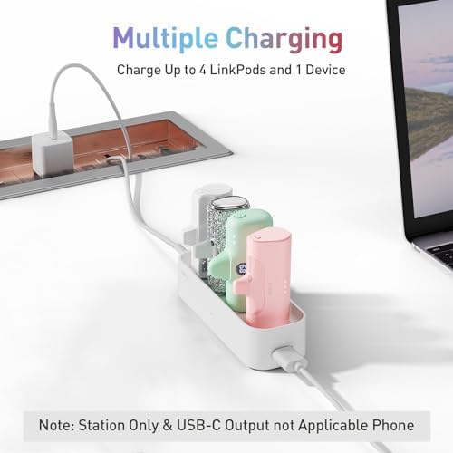 i WALK Family-Sized USB-C Charging Station for Portable Power Banks – Efficient Multi-Device Dock for i Phone & More – Sleek Design, Fast Charging, Enhanced Compatibility – Ideal Home & Office Solution in White