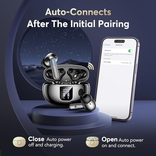 EUQQ Premium Bluetooth 5.4 Wireless Earbuds – Experience Immersive Sound with 36-Hour Battery Life, Dual Noise-Canceling Mics, and IP7 Waterproof Protection – Ideal for Music Lovers, Professionals, and Active Lifestyles with Intelligent Transparency Mode
