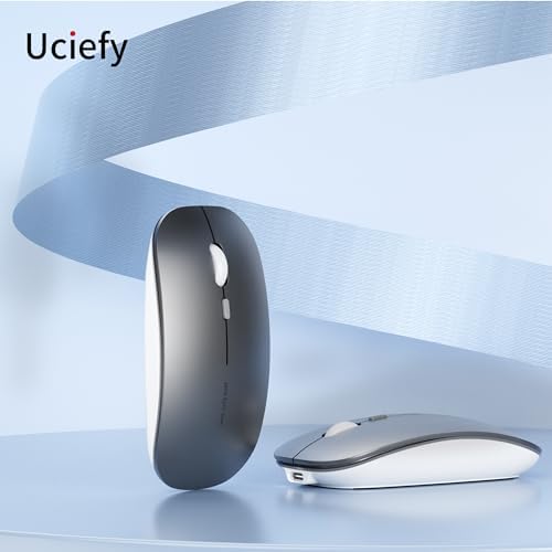 Uciefy Q5 Slim Rose Gold Wireless Mouse – Portable Optical Rechargeable Design with Silent Click, USB Receiver & Type C Adapter for Effortless PC, Laptop & Desktop Compatibility – Elevate Your Workspace with Style & Precision
