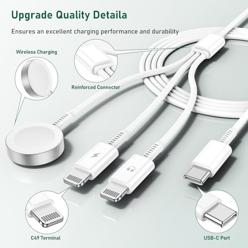 Revolutionary 2-in-1 Magnetic USB-C Charger for Apple Watch & i Phone – 3 ft Fast Charging Cable for Series Ultra/9/8/7/6/SE/SE2/5 & i Phone 14/13/12/11 Pro/Pro Max – Ultimate Convenience, Enhanced Compatibility, and Robust Durability for Modern Tech Users