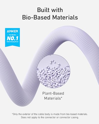 Anker 6 FT USB C to Lightning Cable – MFi Certified, Eco-Friendly Bio-Based Charging Cord for i Phone 14 and More – Stylish Purple Design for Enhanced Durability and Fast Data Transfer – Perfect for Home and Office Use