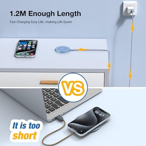 Magnetic Wireless Charging Pad for i Phone 16, 15, 14, 13, 12 & Air Pods 4-2 Pro – Ultra-Thin Aluminum Alloy Design with Strong Magnet for Secure Connection, USB-C/A Compatibility, Perfect for Desk & Travel – Elevate Your Charging Experience with Effortless Convenience and Style