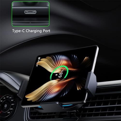Fast Charging Wireless Car Charger for Samsung Galaxy Z Fold Series – 15 W Qi Air Vent Phone Holder with Landscape Mounting for Enhanced Navigation and Device Compatibility – Premium Car Accessory for Galaxy Note and Fold Models