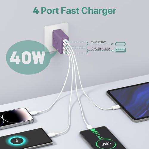 Revolutionize Your Charging Routine with Our 4-Port USB Wall Charger – Ultra-Fast QC 3.0 Adapter for i Phone 12-15, LG, Google Pixel & More – Compact, Reliable Power Solution for Home and On-the-Go Charging