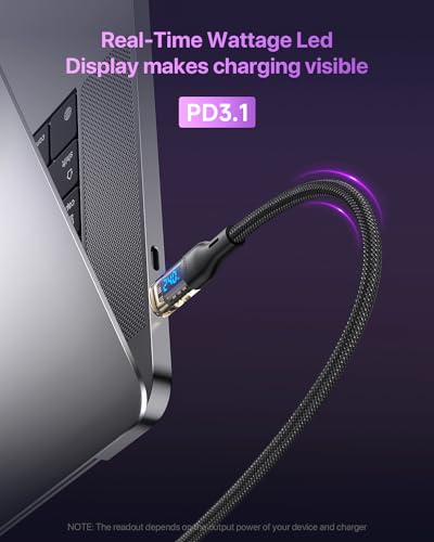 Ultra-Fast 240 W USB C to USB C Charging Cable with Real-Time LED Display – Optimal Rapid Charging for Mac Book Pro, i Phone 16/15, Galaxy S23+/Ultra – 4 ft Durable Design for Effortless Data Transfer and Monitoring
