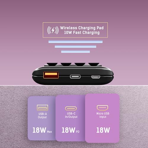 Portable Wireless Charger Power Bank with Secure Anti-Slip Suction Cups – 12,000 m Ah Capacity, 18 W Fast Charging USB-C Battery Pack for i Phone 15, 14, 13, 12, 11, SE 2020, X, XR, XS, Samsung Galaxy S24, S23, S22, S21, S20, S10 – Ultimate Universal Compatibility and Mobility Solution