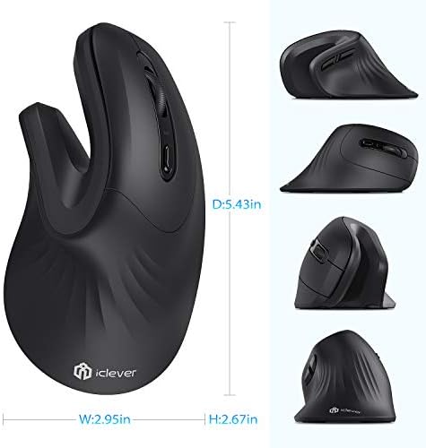 Revolutionize Your Computing with the i Clever TM209 G Ergonomic Wireless Mouse – Vertical Design for Maximum Comfort, 2.4 G Connectivity, and Customizable DPI Settings (800/1200/1600) for Enhanced Productivity on Laptops, PCs, and Desktops – Perfect for Work and Gaming