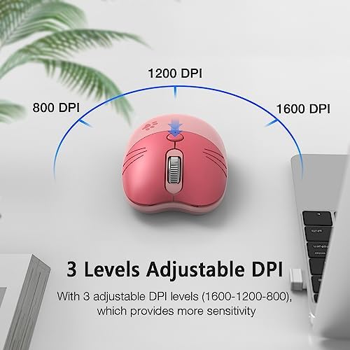 Adorable Pink Cat Wireless Silent Mouse – 2.4 GHz Plug and Play Optical Companion for Laptop & PC – Compact, Noise-Free Design Perfect for Home, Office, and Study Sessions – Cute Cat-Themed USB Nano Receiver Included