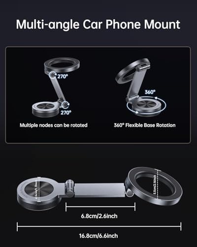 SYNCWIRE Mag Safe Car Mount – Ultimate 360° Rotating Magnetic Phone Holder for All Smartphones, Adjustable Metal Arm for Custom Positioning, Ultra-Strong Magnet for Secure Dash Installation, Perfect Companion for i Phone 16, 15, 14, 13 Pro Max – Elevate Your Driving Experience with Seamless Accessibility and Stability