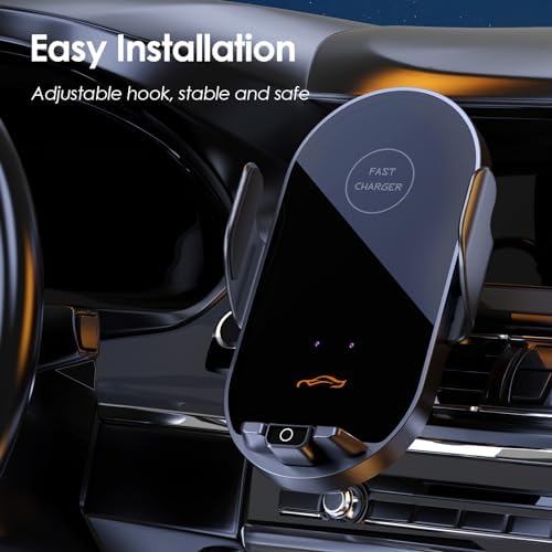 Smart Auto-Clamping Car Charger Mount for i Phone & Samsung – Fast Wireless/Wired Charging Holder for Enhanced Road Safety & Convenience – Versatile Compatibility with i Phone 15/14/13/12/11 & Galaxy S23/S22/S21/S20/S10+/S9+/Note 9 – Effortless Installation & Adjustable Viewing Angles