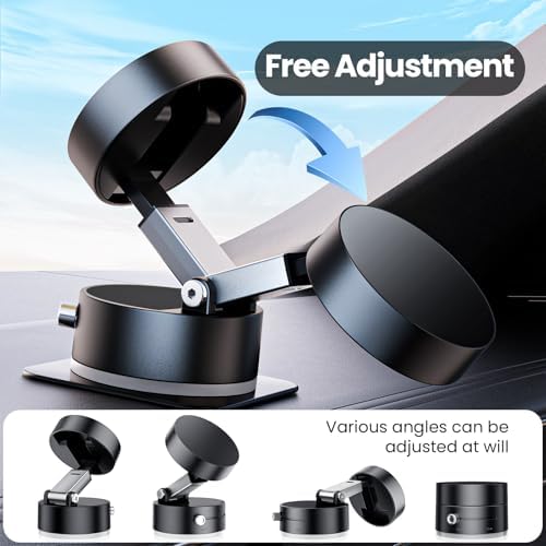 Ultimate Magnetic Vacuum Phone Holder for Cars – Advanced Suction Cup Stand with One-Touch Vacuum Grip, 96 lbs Stability, N54-4 Magnetic Force, Multi-Angle Adjustment – Universal Fit for All Smartphones in Elegant Black Design