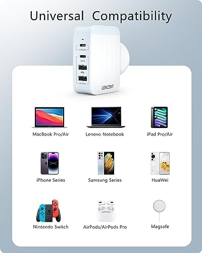LENCENT 4-Port USB Wall Charger – 22 W Fast Charging Travel Adapter with International Plug Compatibility for i Phone & i Pad – Compact Power Solution for Global Travelers – Lightweight, Efficient Multi-Device Charging for Any USB-Powered Device