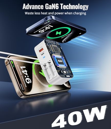Ultimate 4-in-1 Retractable Wall Charger with Dual USB Ports – 40 W Fast Charging for i Phone 16/15/14/13, Galaxy S24/S23, LG & Pixel – Compact Multi-Device Charger with Tangle-Free Cables for Enhanced Portability and Compatibility